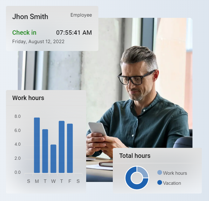 Employee attendance tracking system in use via mobile