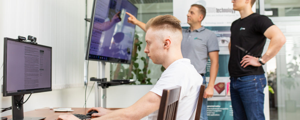 Technological display of an employee attendance tracking system in use by a work employee in reception